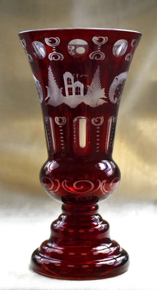 Vintage ваза Egermann - двуслоен кристал - antique